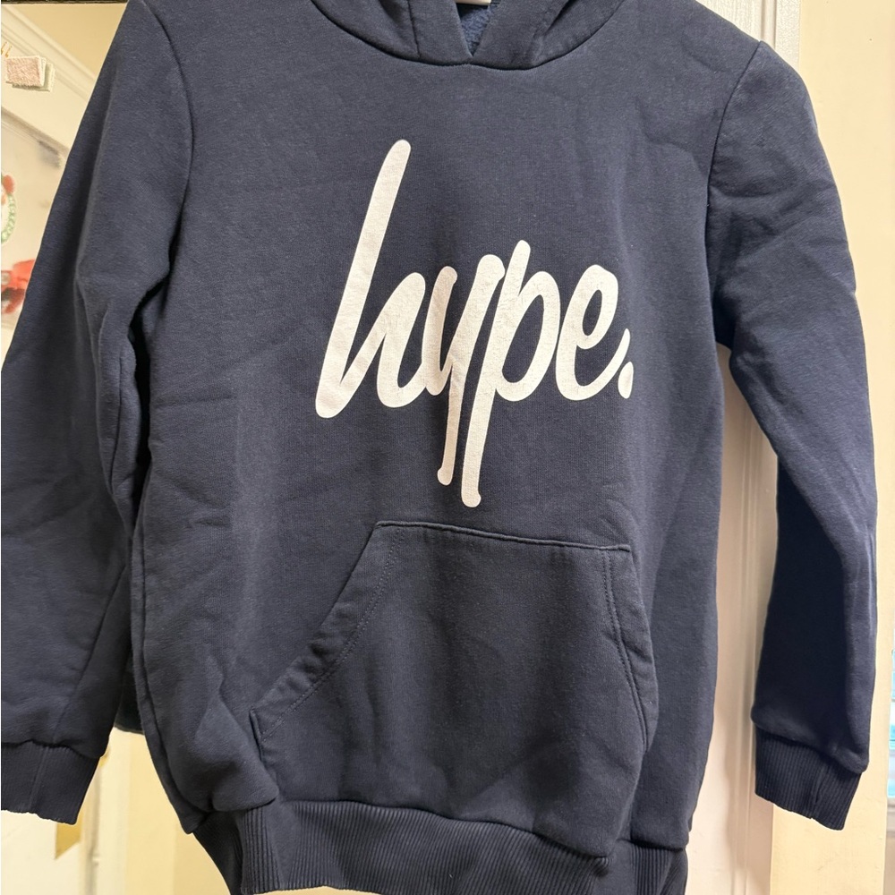 Hype Dark Blue Kids Hoodie with White Logo